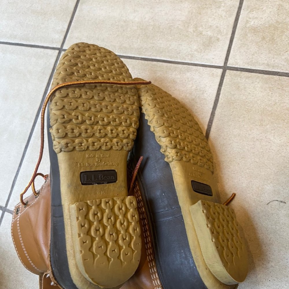 L.L Bean Classic * Duck Boots Brown Tan Leather Winter Boots Sz 9 Mens - Picture 3 of 3